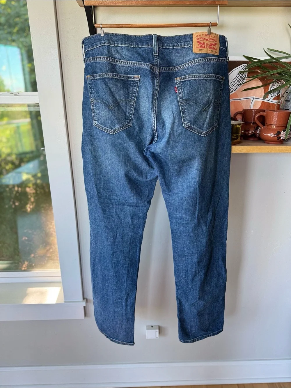 Levi's 559 Loose Relaxed Fit Dark Washed Blue Denim Straight Leg Jeans 34 x 34